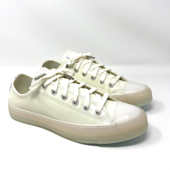 💖MEGA SALE💖Converse CTAS White Patent Leather Casual Shoes Women's 7.5 165605C - Picture 8 of 10